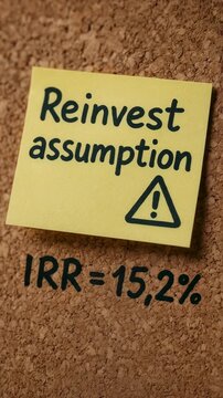 Reinvest assumption warning time value money tvm motivates investor decision making with 15.2 percent IRR note . Reinvest assumption time value money