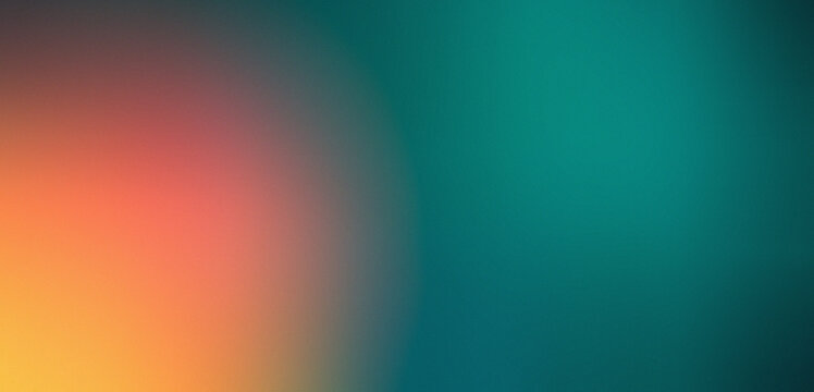 Abstract gradient teal and orange background . Grainy color gradient background in orange and teal . horizontal bright orange - dark teal gradient background 