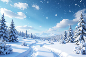 winter space of snow. 3d rendering.
