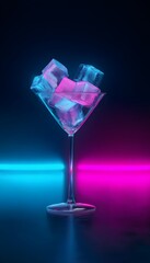 Neon Martini Cocktail Glass