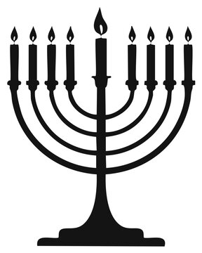 black menorah candles burning hanukkah clip art preview
