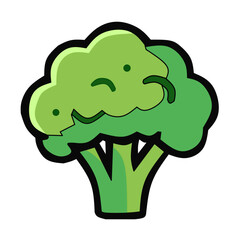 Broccoli Vegetable Flat Vector Icon in Healthy Food Organic Style