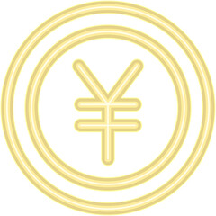 Neon Yen Currency Coin Icons