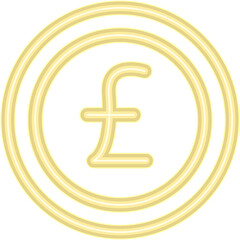 Neon British Pound Currency Coin Icons