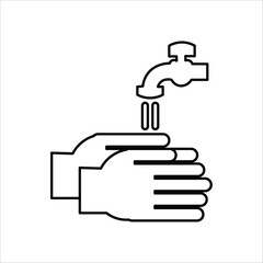 wash hand icons. simple line vector
