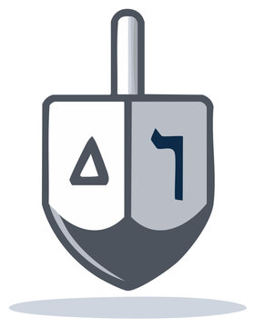 gray dreidel with hebrew letters clip art preview