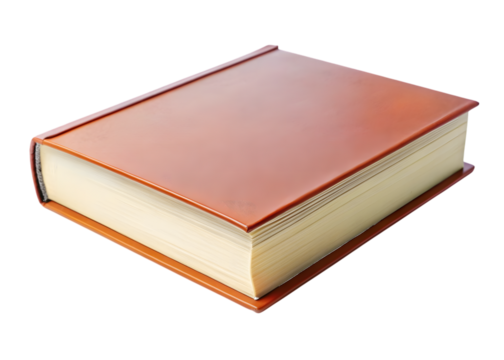 Thick Hardcover Book With Brown Cover And Yellowed Pages Keywords: book isolated on a transparent background