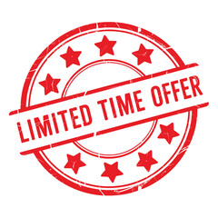 Red circular stamp with limited time offer text and stars