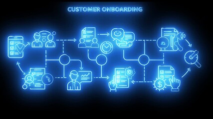 Blue Neon Content Distribution Workflow Diagram with Media Sharing and Network Synchronization - Powered by Adobe