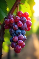 Sun-Drenched Winemaker Grapes Ready for Harvest A Close-Up View of Vibrant, Juicy Grapes Hanging on the Vine in a Picturesque Wine Region