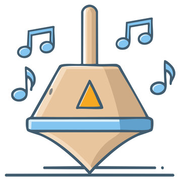 spinning dreidel with musical notes clip art preview