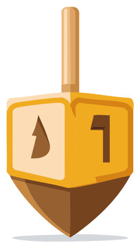 yellow dreidel with brown details clip art preview