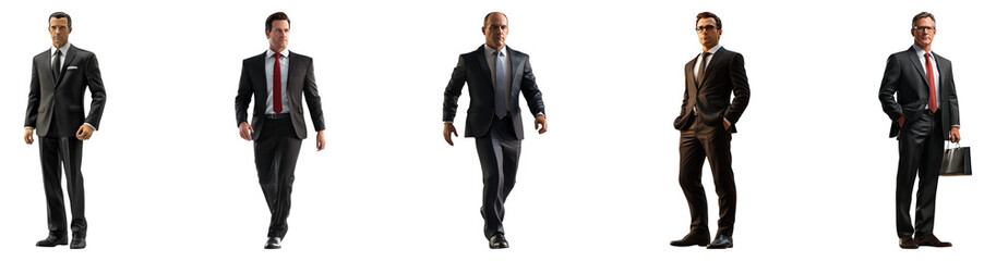 Fototapeta premium Businessmen in Suits Walking, Professional Attire for Corporate Events Isolated Transparent Background