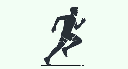 Dynamic silhouette of a runner in motion, conveying speed and fitness, perfect for sports, health, or athletic themes in a modern, minimalist style