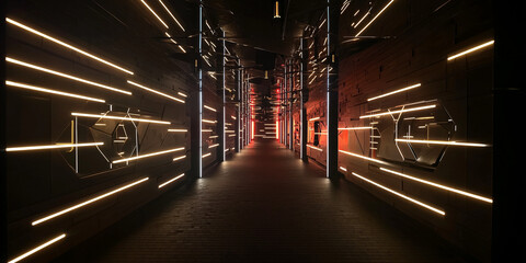 Futuristic Corridor Illuminated with Ambient Lights