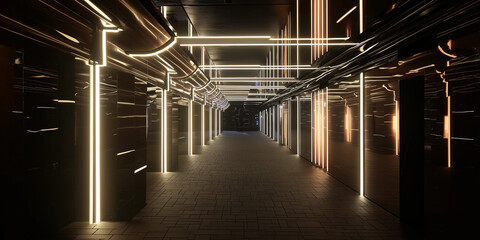 Futuristic Corridor Illuminated with Ambient Lights