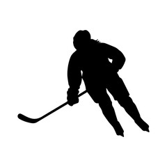 Silhouette of female hockey player skating on ice