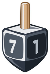 Stylized Dreidel Illustration with 7 and 1 Numbers