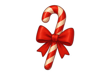 Candy cane with red ribbon, christmas holiday decoration
