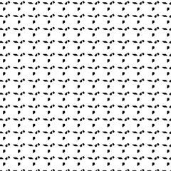 Seamless repeating pattern of stylized black leaves and dots on a white background