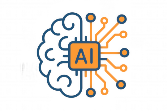 Ai brain icon representing artificial intelligence, machine learning, and digital innovation with transparent background