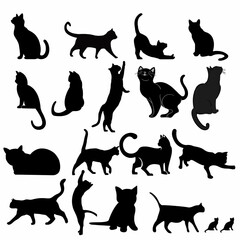set of cats silhouettes