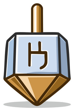 gold dreidel with hebrew letter clip art preview