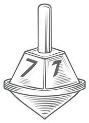 Monochrome Dreidel Illustration Symbolic of Hanukkah Holiday Celebrations