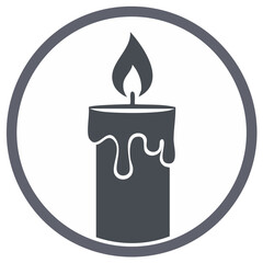 Glowing candle icon inside a circle symbolizes memory and remembrance during a holiday season