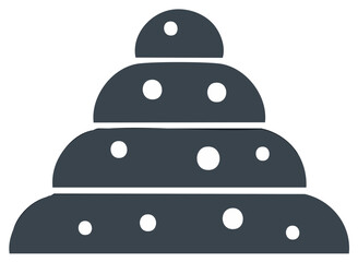 Abstract layered stack of rounded shapes with dots minimalist vector icon