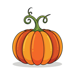 Vibrant orange pumpkin with a detailed green stem and delicate tendrils perfect for autumn harvest designs