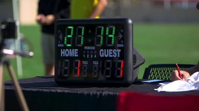 Close up of sports scoreboard