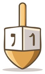 Colorful Hanukkah Dreidel with Hebrew Letter Nun and Number One Illustration