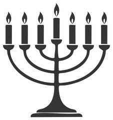 Fototapeta premium Graphic Illustration of Seven Candle Menorah Symbol for Jewish Holiday Celebration