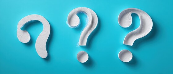 The question marks made of toilet paper on a blue background symbolizing uncertainty