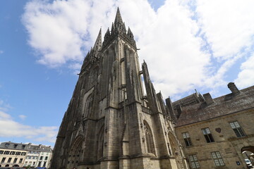 La cath&eacute;drale Saint Corentin, cath&eacute;drale gothique, ville de Quimper, d&eacute;partement du Finist&egrave;re, Bretagne, France