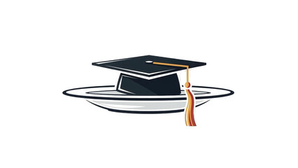 Graduation cap sits on a plate, symbolizing education and achievement in a culinary context.