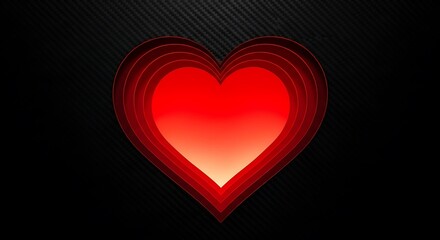 Stunning red heart layers on black for vibrant Valentines designs and romantic backgrounds, perfect for love themes and passion projects