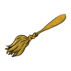 Witch Broom vector Halloween style 