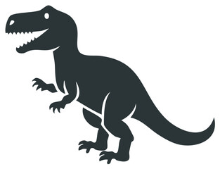 Obraz premium Dark gray predatory dinosaur T-Rex roaring with sharp teeth and white eyes flat cartoon illustration