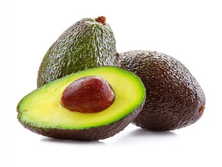 Fresh Avocado isolated on white background.