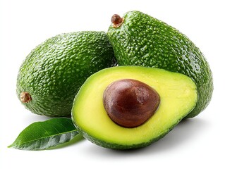 Fresh Avocado isolated on white background.