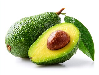 Fresh Avocado isolated on white background.