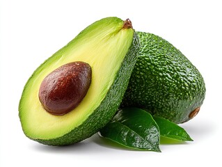 Fresh Avocado isolated on white background.