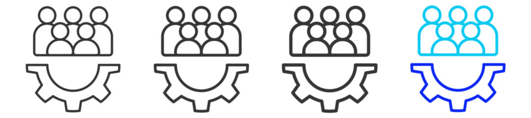 Event Crew icon set in creative outline style with multiple thickness variations perfect for business branding event design and modern event marketing visuals