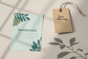 Calm and Serene Stationery for Mindfulness and Reflection on Awareness with Natural Elements and Soft Colors
