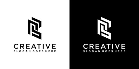 PS or SP initial letter logo design vector