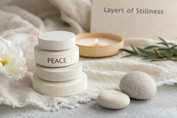 Tranquil Serenity Stones with Calm Message in Natural Setting for Wellness and Mindfulness Practices