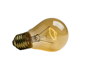 Amber Edison Light Bulb Vintage Style Closeup Product Shot isolated on transparent background