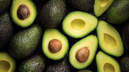 Top view photo of many fresh. Avocado